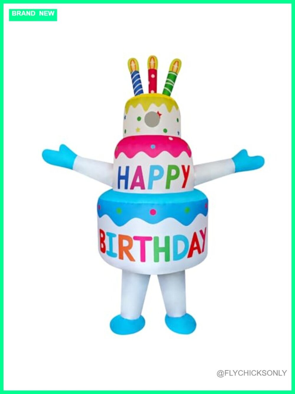 Inflatable Birthday Cake Costume Funny Blow Up Suit Adult Halloween Cosplay